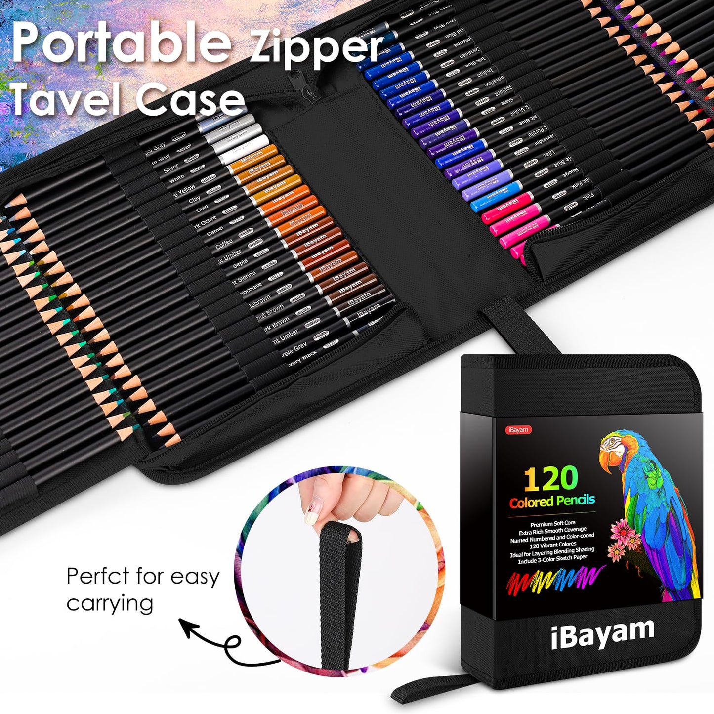 123-Pack Colored Pencils Set with Sketch Pad and Case