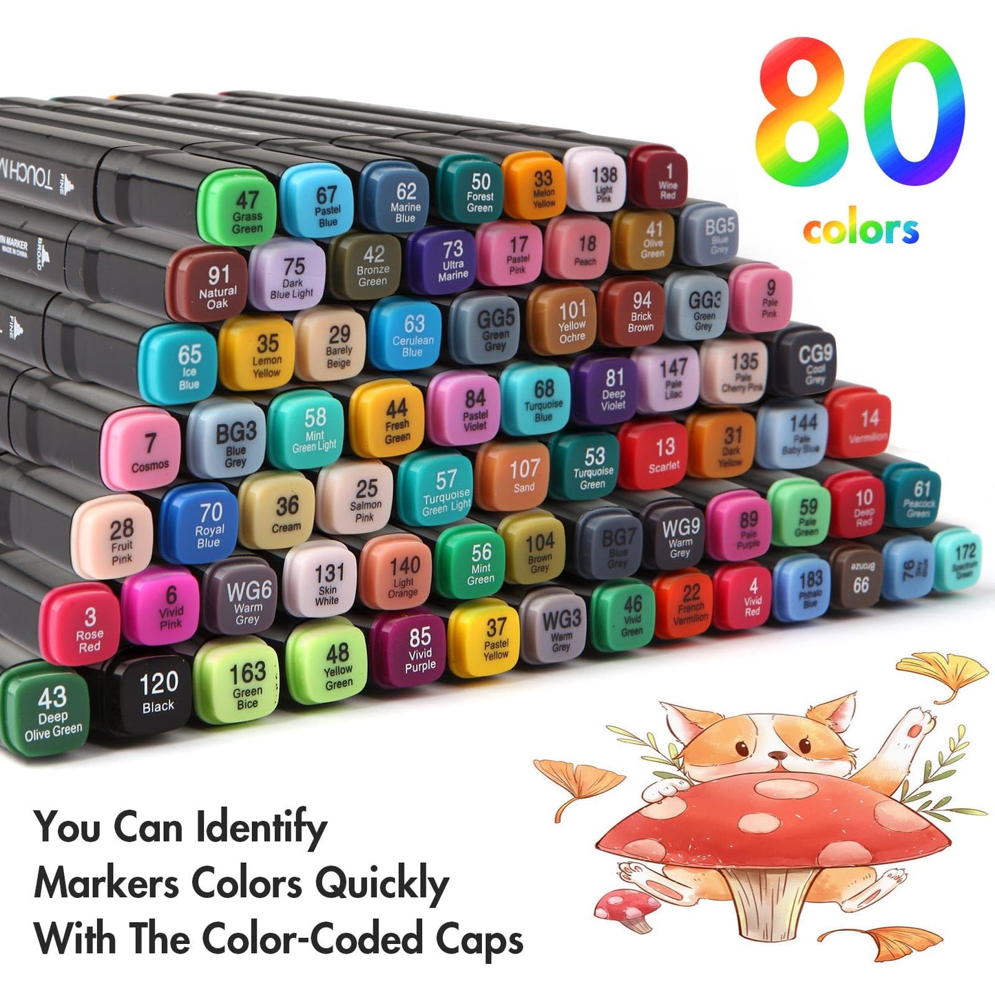 80 Colors Dual Tip Alcohol Markers Set with Carrying Case