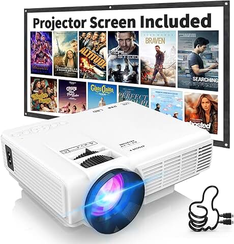 Mini 1080P Portable Projector with Screen and Bluetooth