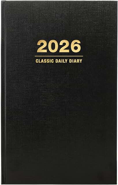 2026 Hardcover Daily Diary and Planner, 8x12.5 inches