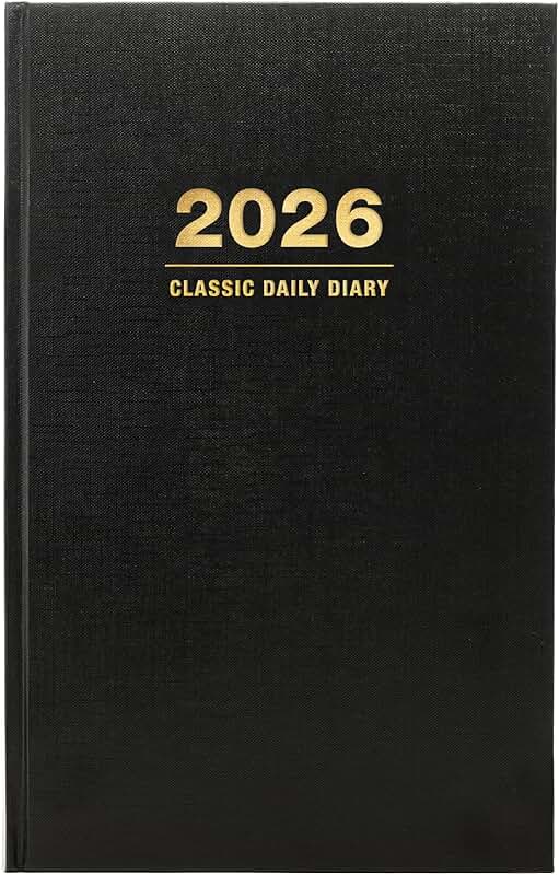 2026 Hardcover Daily Diary and Planner, 8x12.5 inches