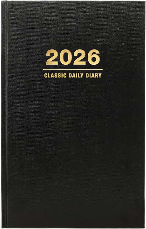2026 Hardcover Daily Diary and Planner, 8x12.5 inches