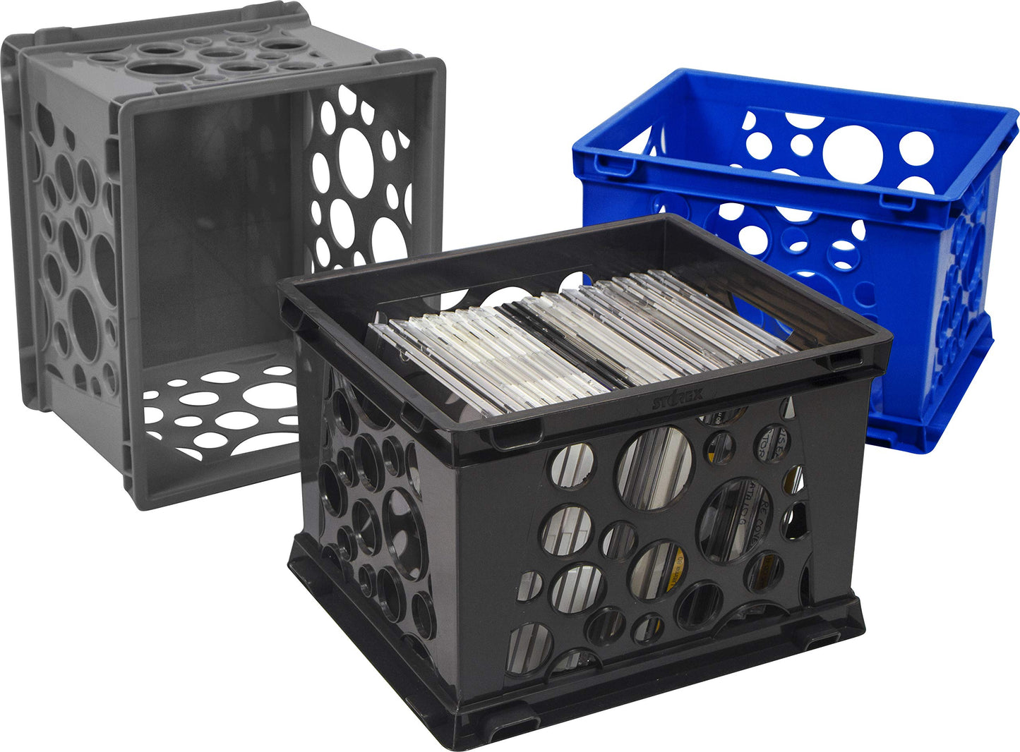 12-pack mini storage crates in assorted colors