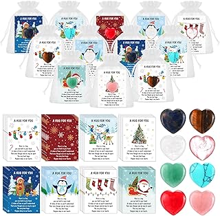 40 Christmas Pocket Hug Token Gift Sets with Heart Stones