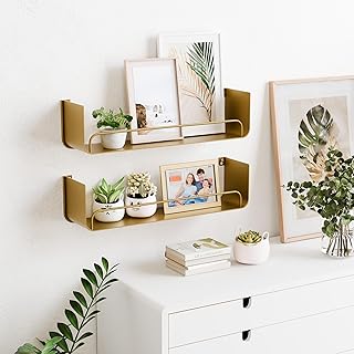 Gold Floating Wall Shelf Set for Home Storage