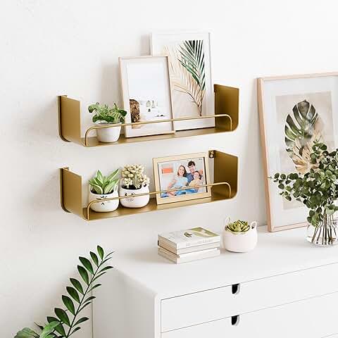 Gold Floating Wall Shelf Set for Home Storage