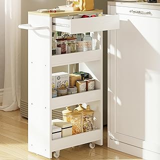 Slim 4-Tier Rolling Storage Cart for Small Spaces