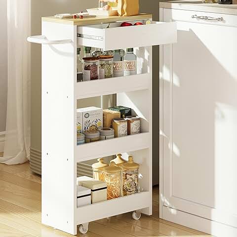 Slim 4-Tier Rolling Storage Cart for Small Spaces