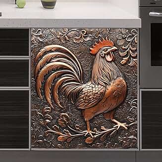 3D Embossed Rooster Magnetic Dishwasher Cover 23x26