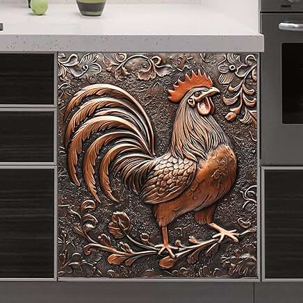 3D Embossed Rooster Magnetic Dishwasher Cover 23x26