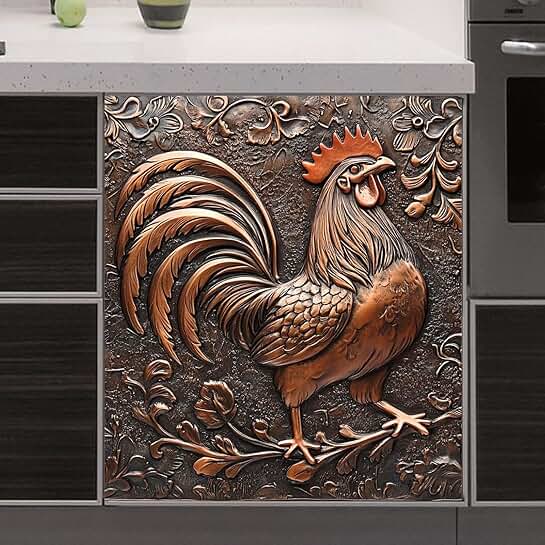 3D Embossed Rooster Magnetic Dishwasher Cover 23x26