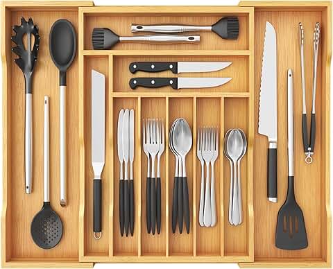 Expandable Silverware Drawer Organizer with 10 Slots