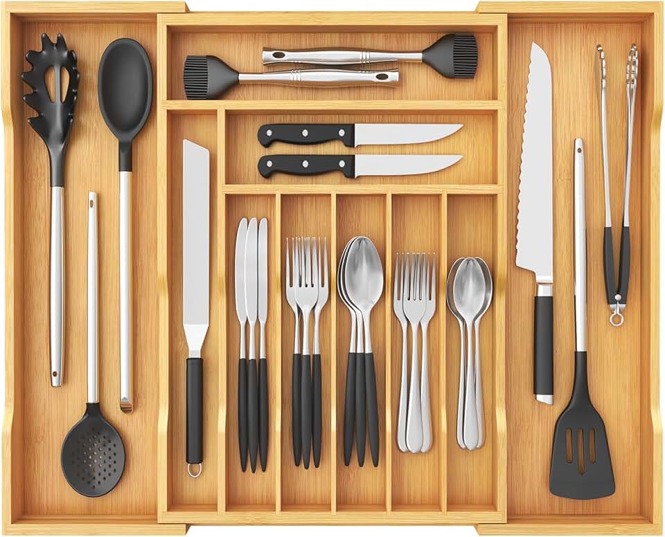 Expandable Silverware Drawer Organizer with 10 Slots