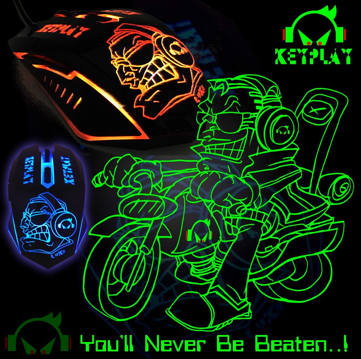 '- Luke - Gaming Mouse Ergonomic 6 Buttons 7 Color Led Light 4 Adjustable DPI High Resolution UV Friendly Surface Gamer Mouse USB Wired PC MAC Linux Computer Mouse