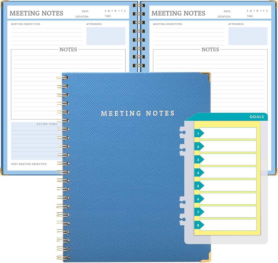 Printed Products Meeting Planner, Blue, 8.5 x 11