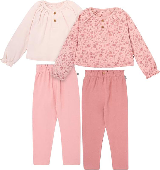 Baby girls' 4-piece set with tops and leggings