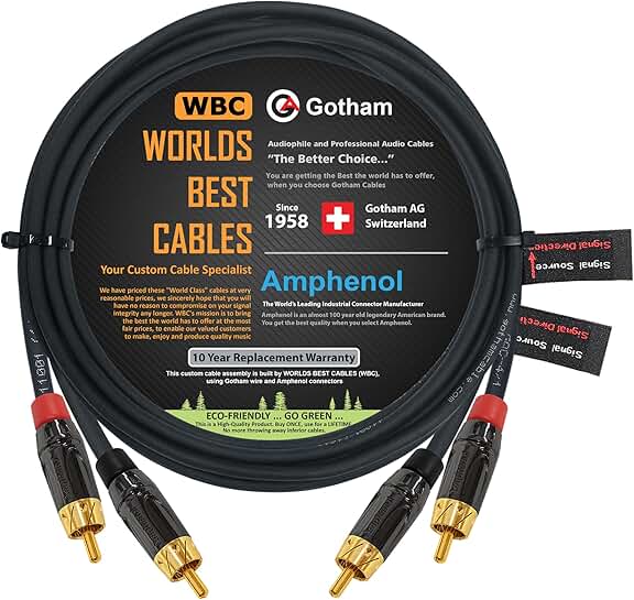 12 Foot Star-Quad RCA Audio Cable with Gold Connectors