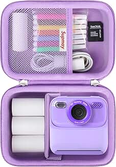 Kids Camera Storage Bag with Mesh Pocket in Purple