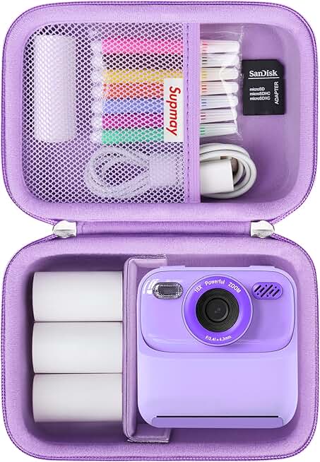 Kids Camera Storage Bag with Mesh Pocket in Purple