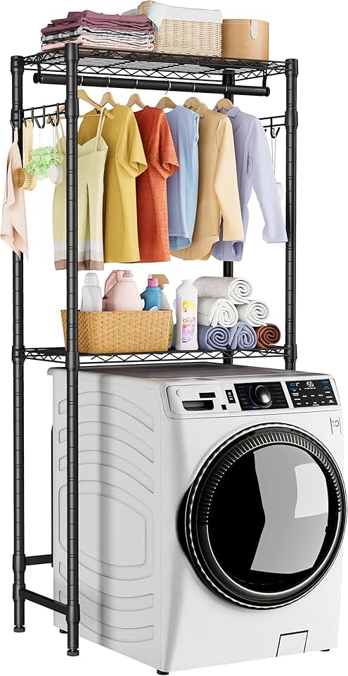 Two-Tier Adjustable Laundry Shelving with Hanger Rod