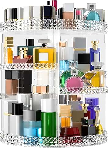 Large 360° Rotating Clear Makeup and Perfume Organizer