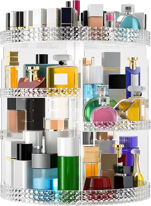 Large 360° Rotating Clear Makeup and Perfume Organizer
