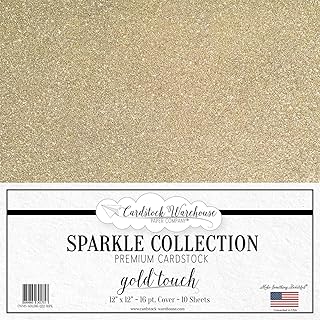 Gold Touch Glitter Cardstock, 12x12 inches, 16 pt, 10 sheets