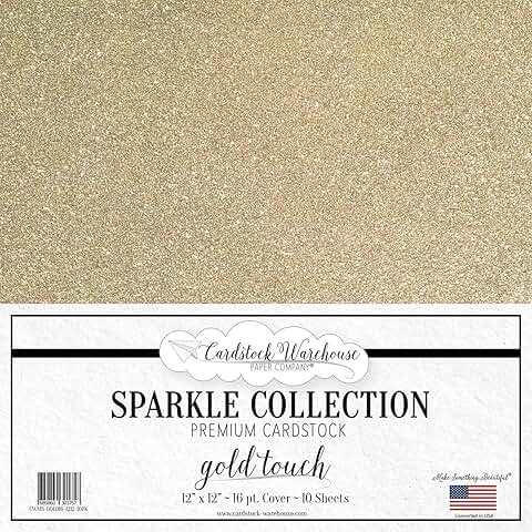 Gold Touch Glitter Cardstock, 12x12 inches, 16 pt, 10 sheets