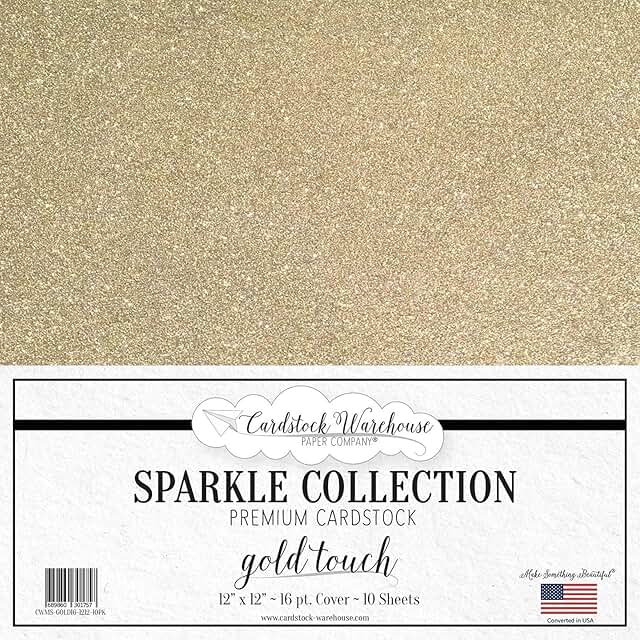 Gold Touch Glitter Cardstock, 12x12 inches, 16 pt, 10 sheets