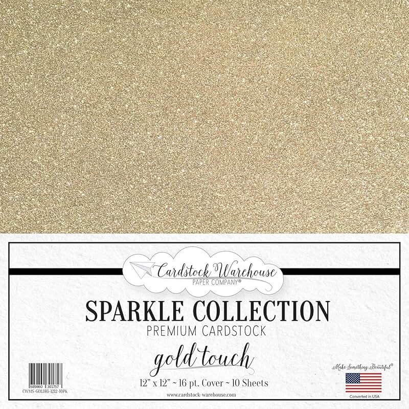 Gold Touch Glitter Cardstock, 12x12 inches, 16 pt, 10 sheets