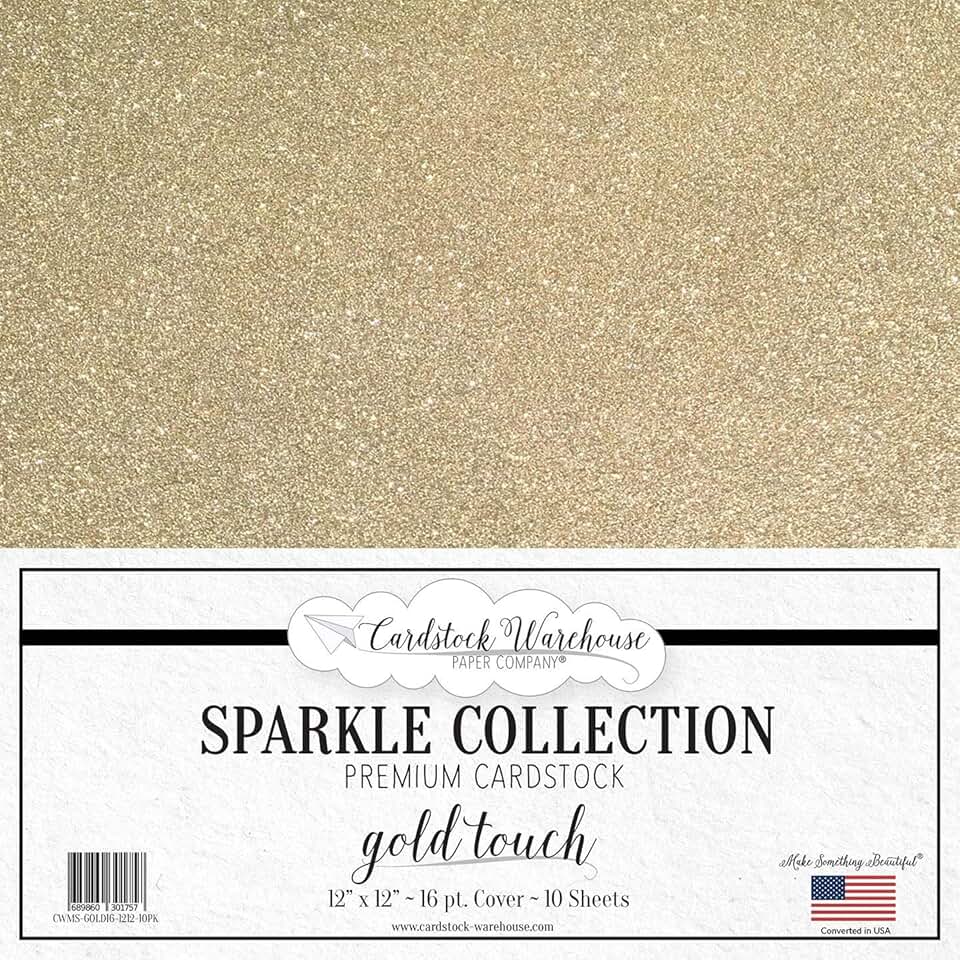 Gold Touch Glitter Cardstock, 12x12 inches, 16 pt, 10 sheets