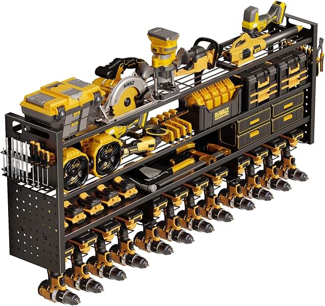 Large 49-inch Wall Mount Power Tool Organizer with 4 Tiers