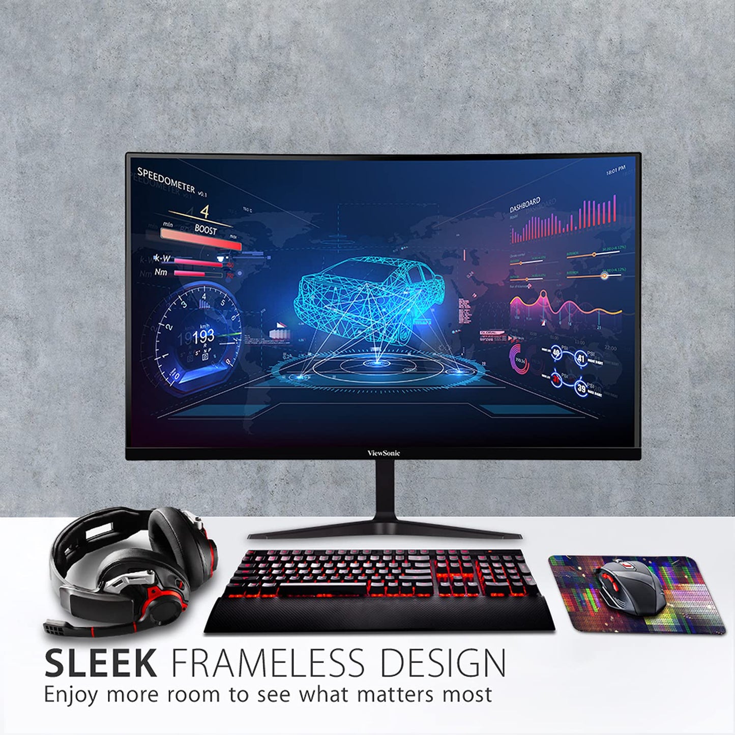 OMNI VX2718-2KPC-MHD 27 Inch Curved 1440p 1ms 165Hz Gaming Monitor with Adaptive Sync, Eye Care, HDMI and Display Port