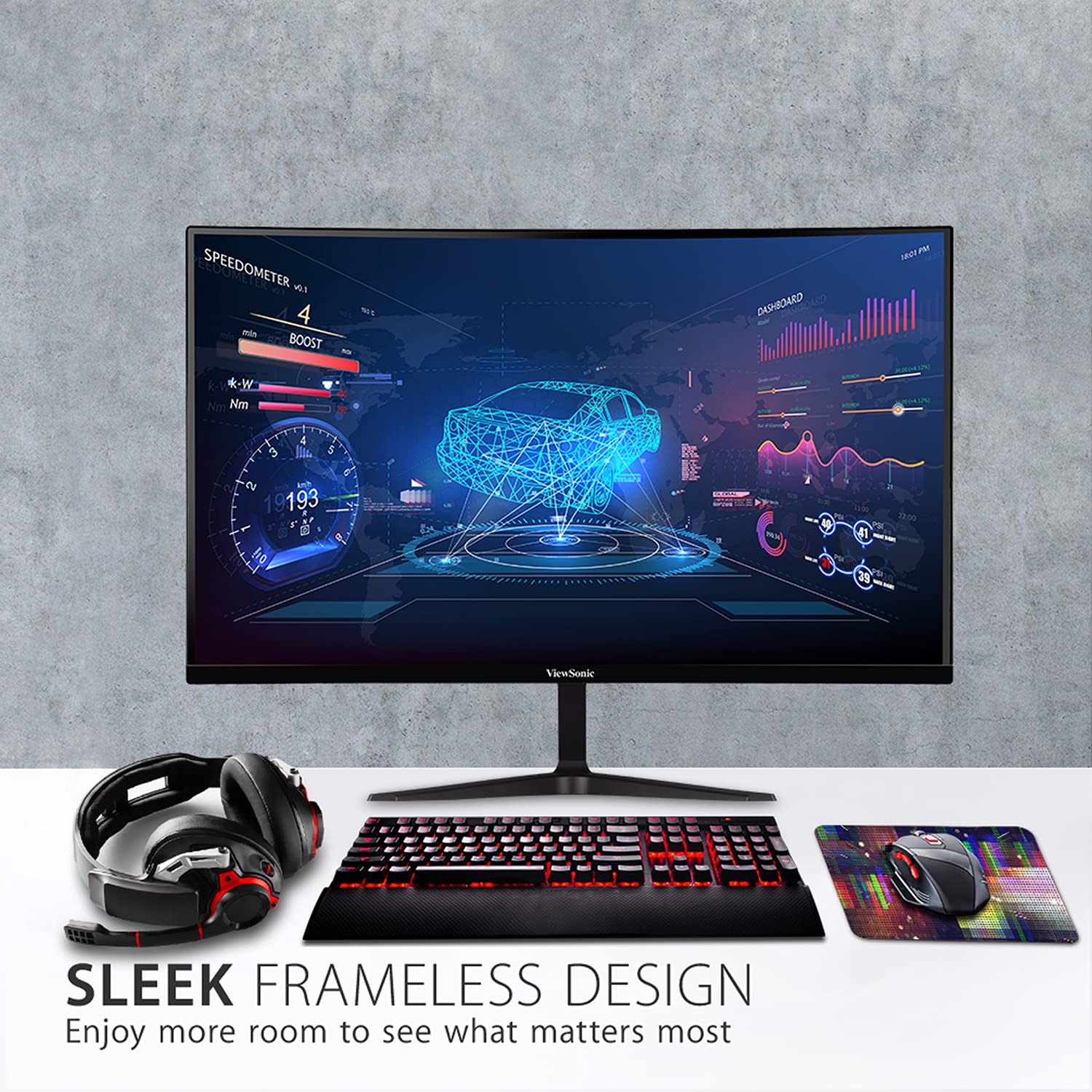 OMNI VX2718-2KPC-MHD 27 Inch Curved 1440p 1ms 165Hz Gaming Monitor with Adaptive Sync, Eye Care, HDMI and Display Port