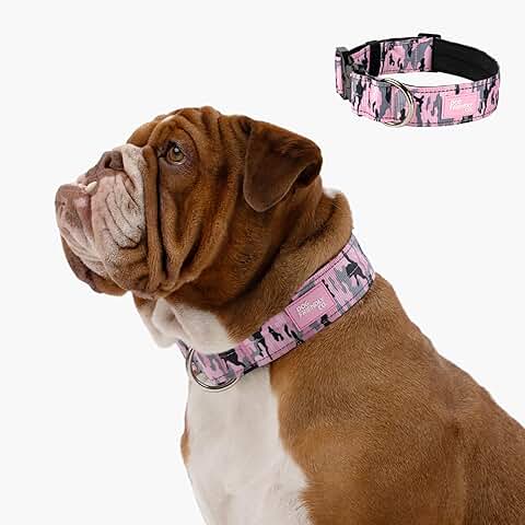 Comfortable Pink Camo Tactical Dog Collar with Quick Release