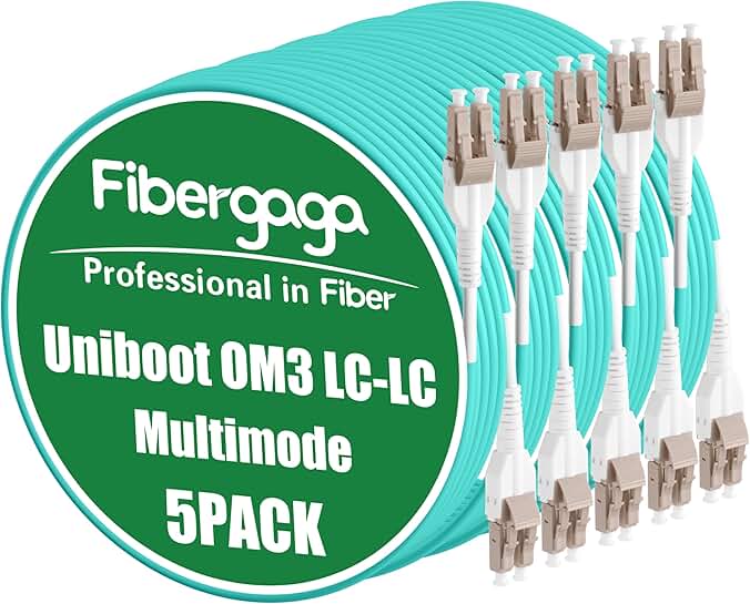 Five 5M OM3 LC to LC Duplex Fiber Patch Cables