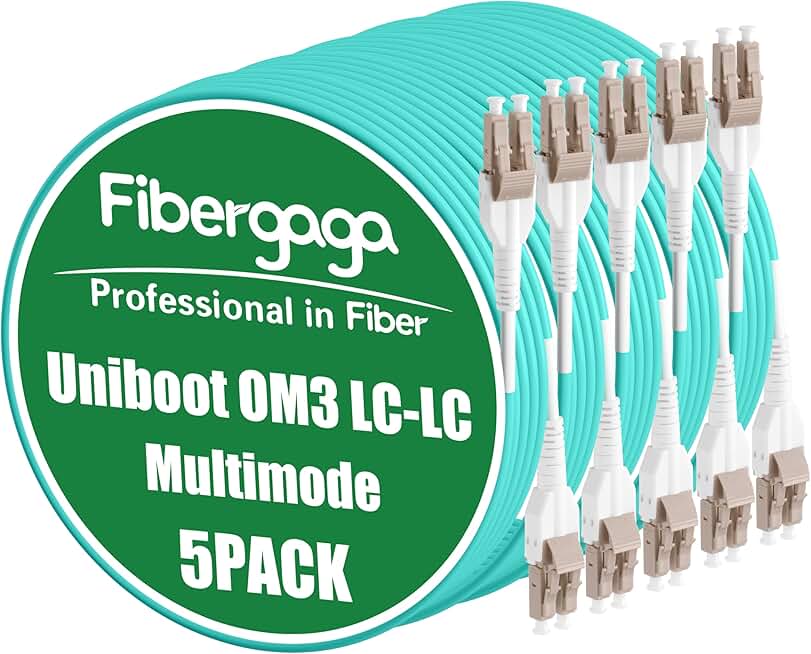 Five 5M OM3 LC to LC Duplex Fiber Patch Cables