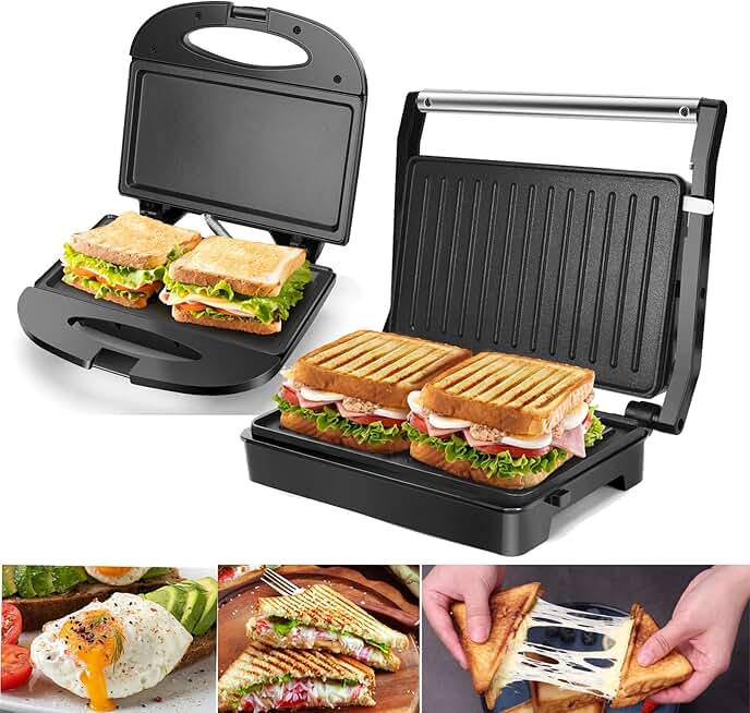 Double-Sided Sandwich Maker with Non-Stick Surface