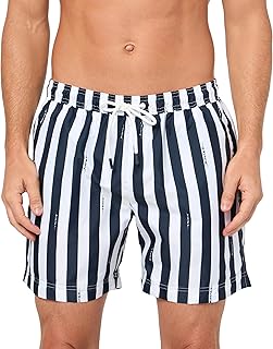 Men's Horizontal Stripe Swim Trunks