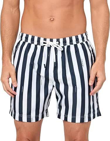 Men's Horizontal Stripe Swim Trunks