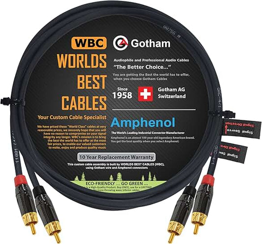 4 Foot RCA Audio Cable Pair with Gold Connectors