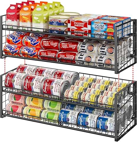Two-Tier Adjustable Can Organizer for Pantry Storage