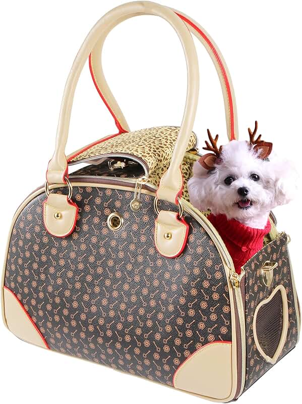 Small Brown PU Leather Dog and Cat Handbag