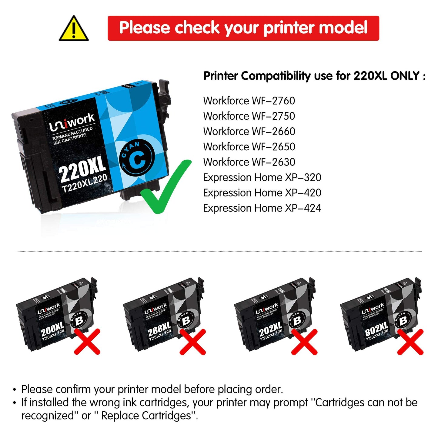 Remanufactured Ink Cartridge Replacement for Epson 220 XL 220XL T220XL use for WorkForce WF-2750 WF-2760 WF-2630 WF-2650 WF-2660 XP-320 XP-420 Printer Tray (2 Black 1 Cyan 1 Magenta 1 Yellow)