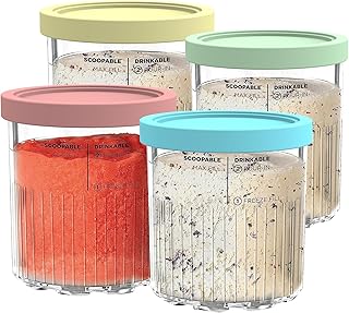 4-Pack Replacement Pints and Lids for Ice Cream Maker