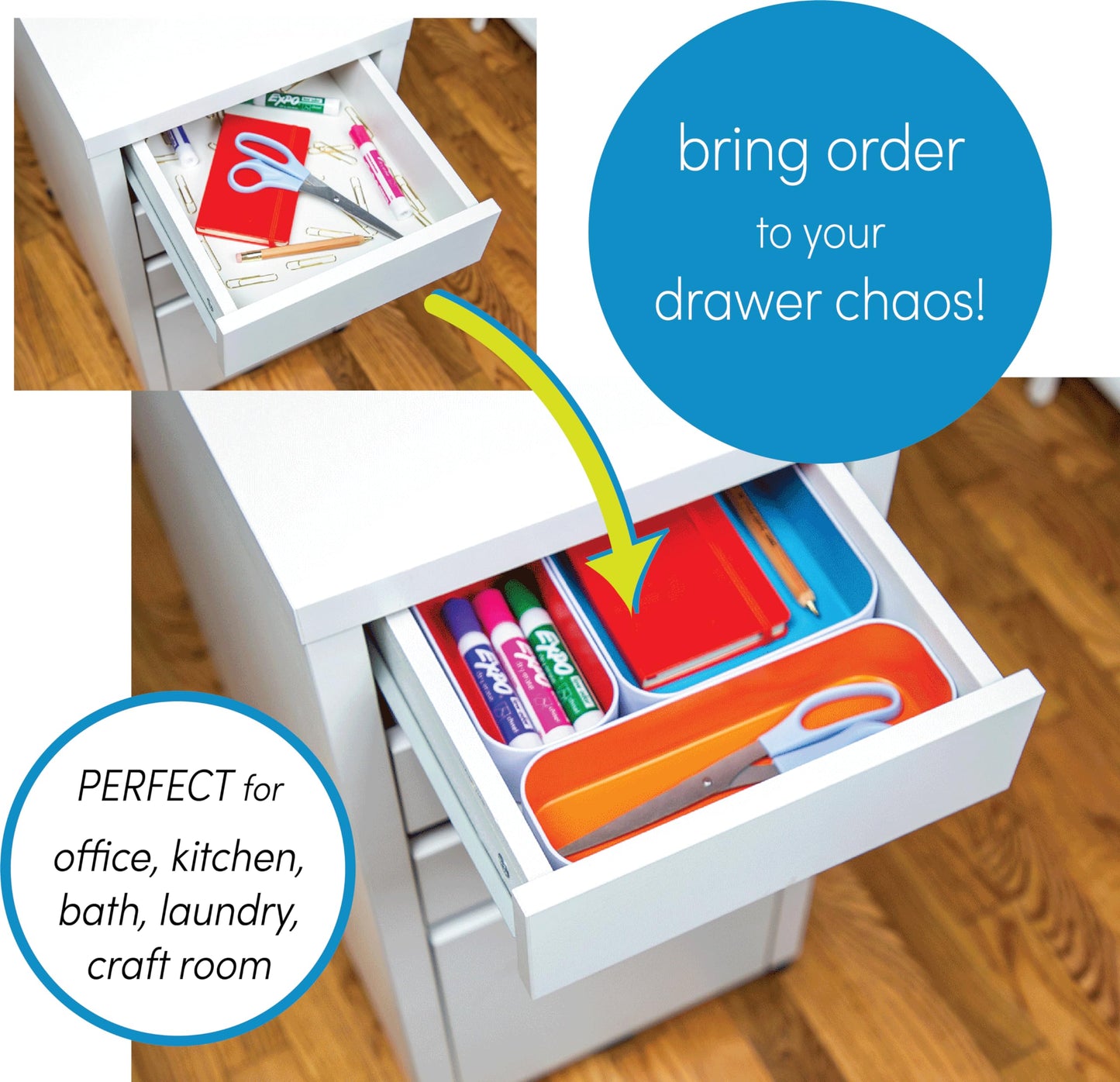 Three-Piece Shallow Metal Organizer Tray Set
