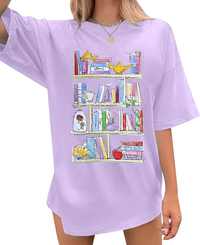 Oversized Book Shirt for Women, Casual Magic Princess Tee
