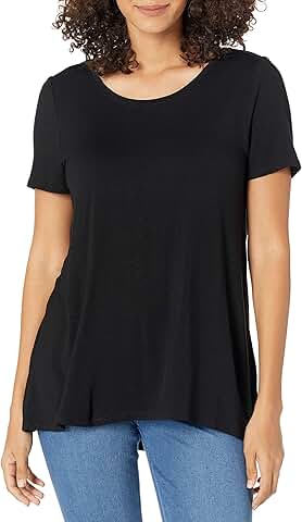 Women's Black Relaxed Short-Sleeve Scoopneck T-Shirt, XX-Large