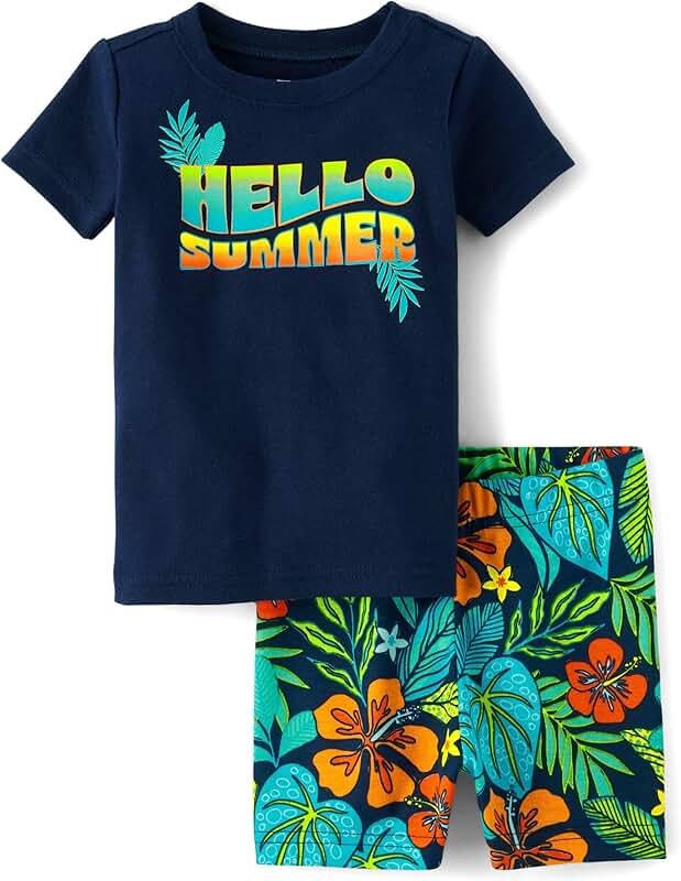 Baby Boys' Cotton Sleeve Top and Shorts Pajama Set