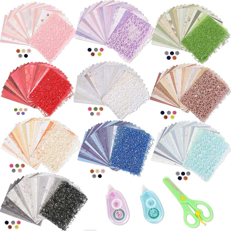 250 Sheets of Textured Scrapbook and Mesh Paper Set